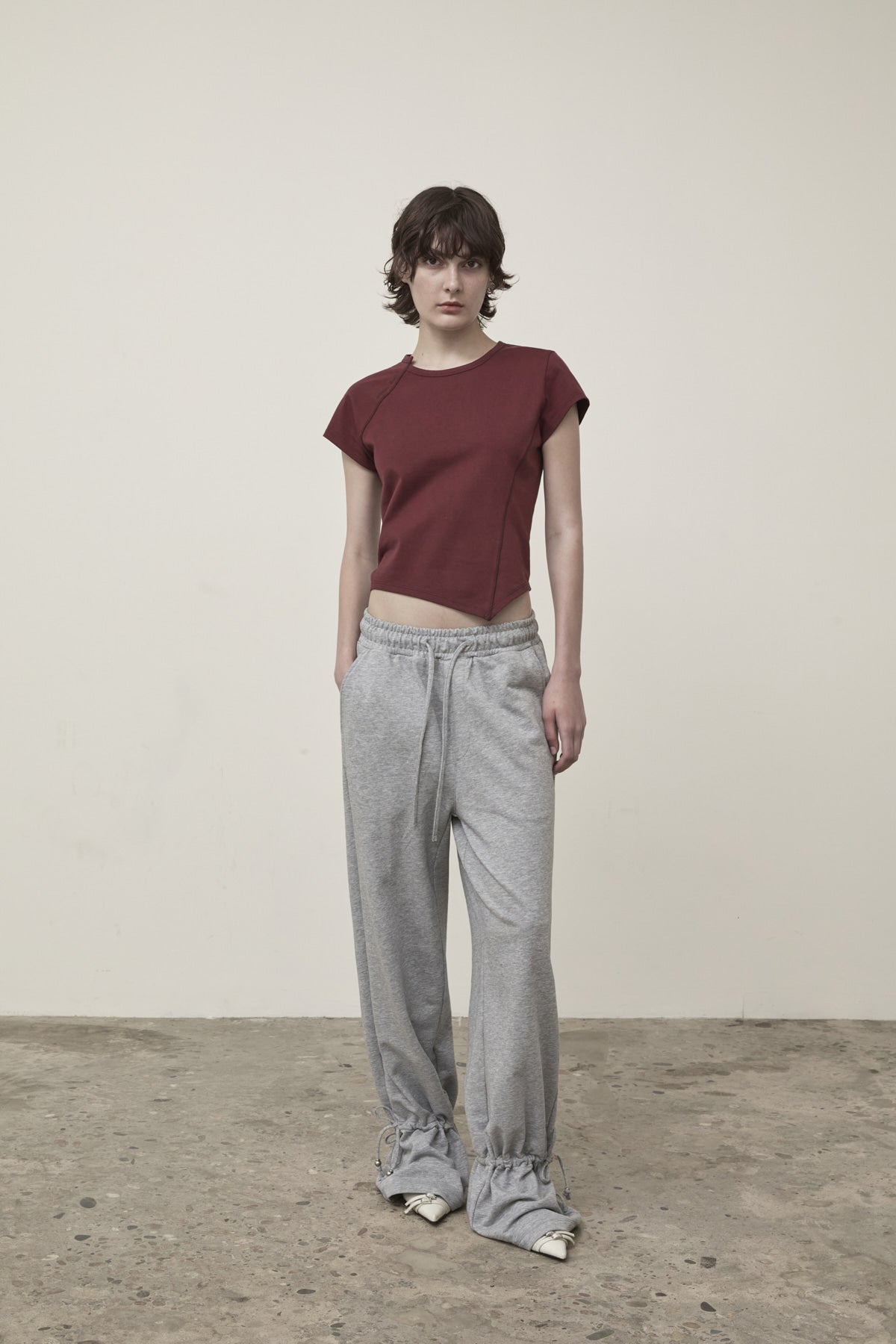Matin Kim - Twist Point Slim Top (Burgundy) product image 8 | TRAB K-Fashion Australia