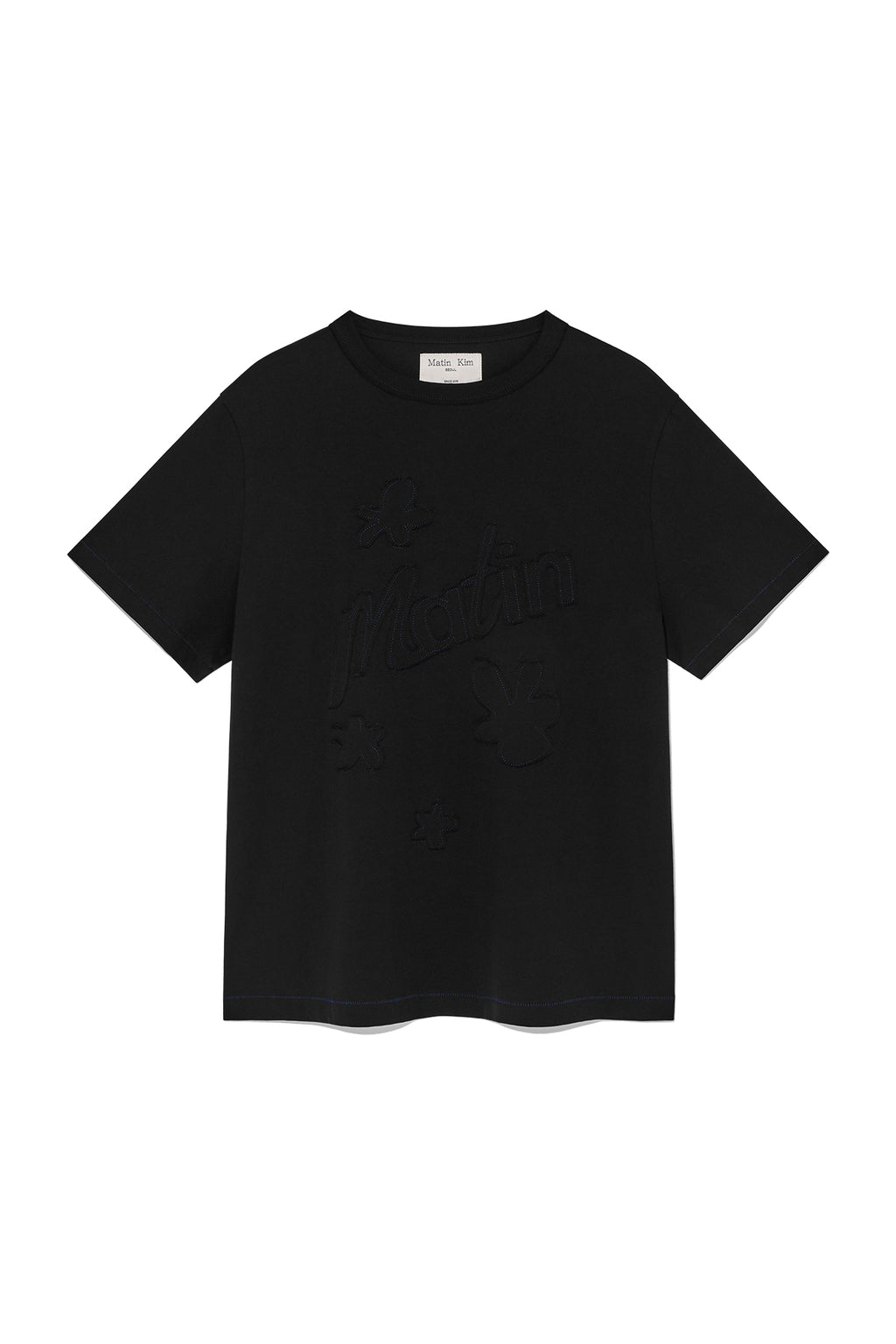 Matin Kim - Flower Applique Logo Top (Black) product image 1 | TRAB K-Fashion Australia