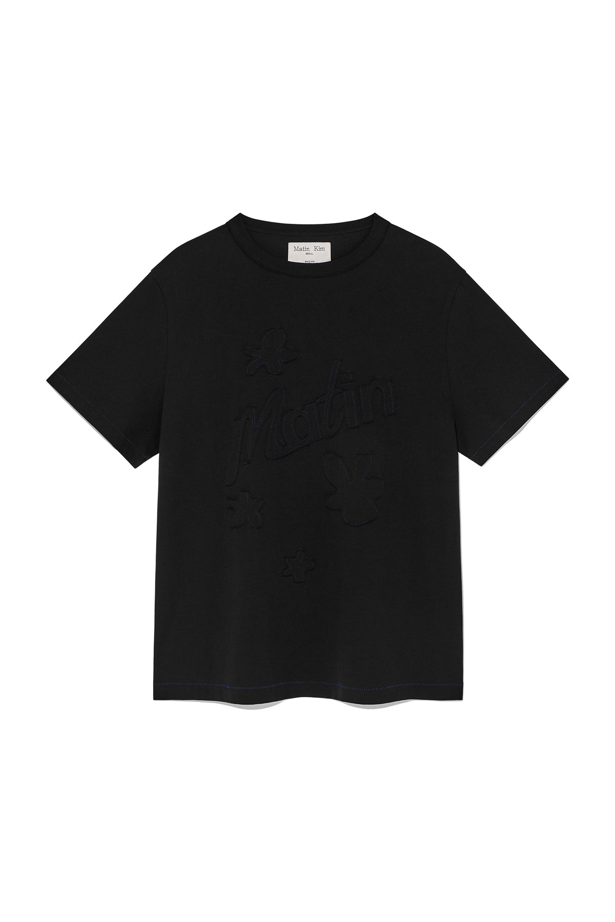 Matin Kim - Flower Applique Logo Top (Black) product image 1 | TRAB K-Fashion Australia