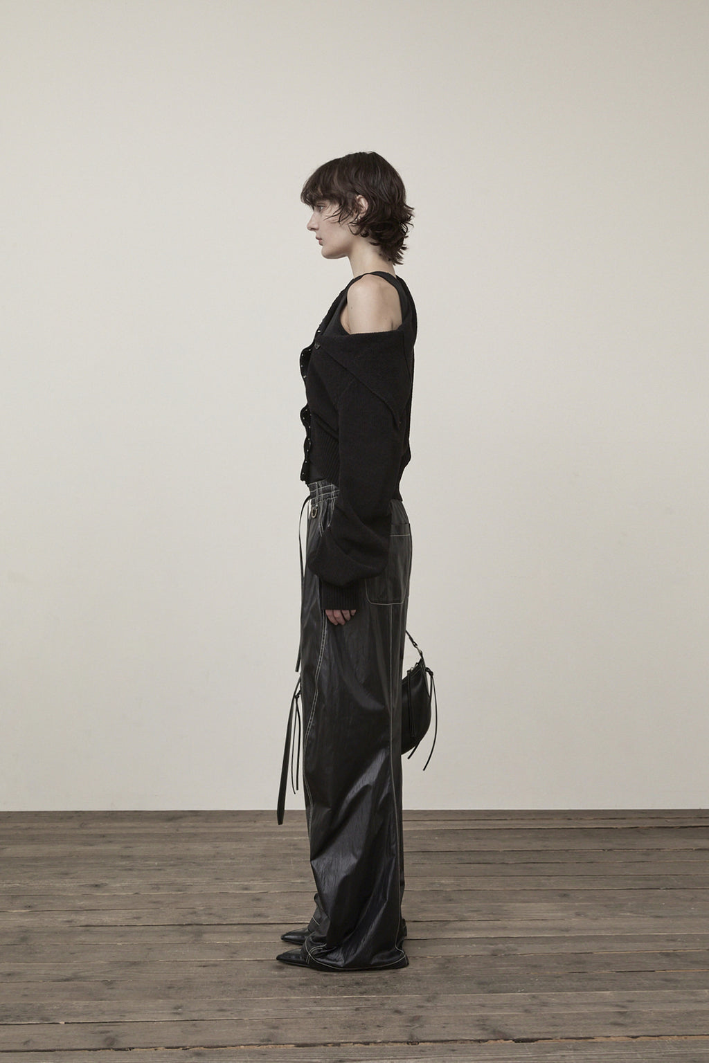 Matin Kim - Glossy Banding Track Pants (Black) product image 7 | TRAB K-Fashion Australia