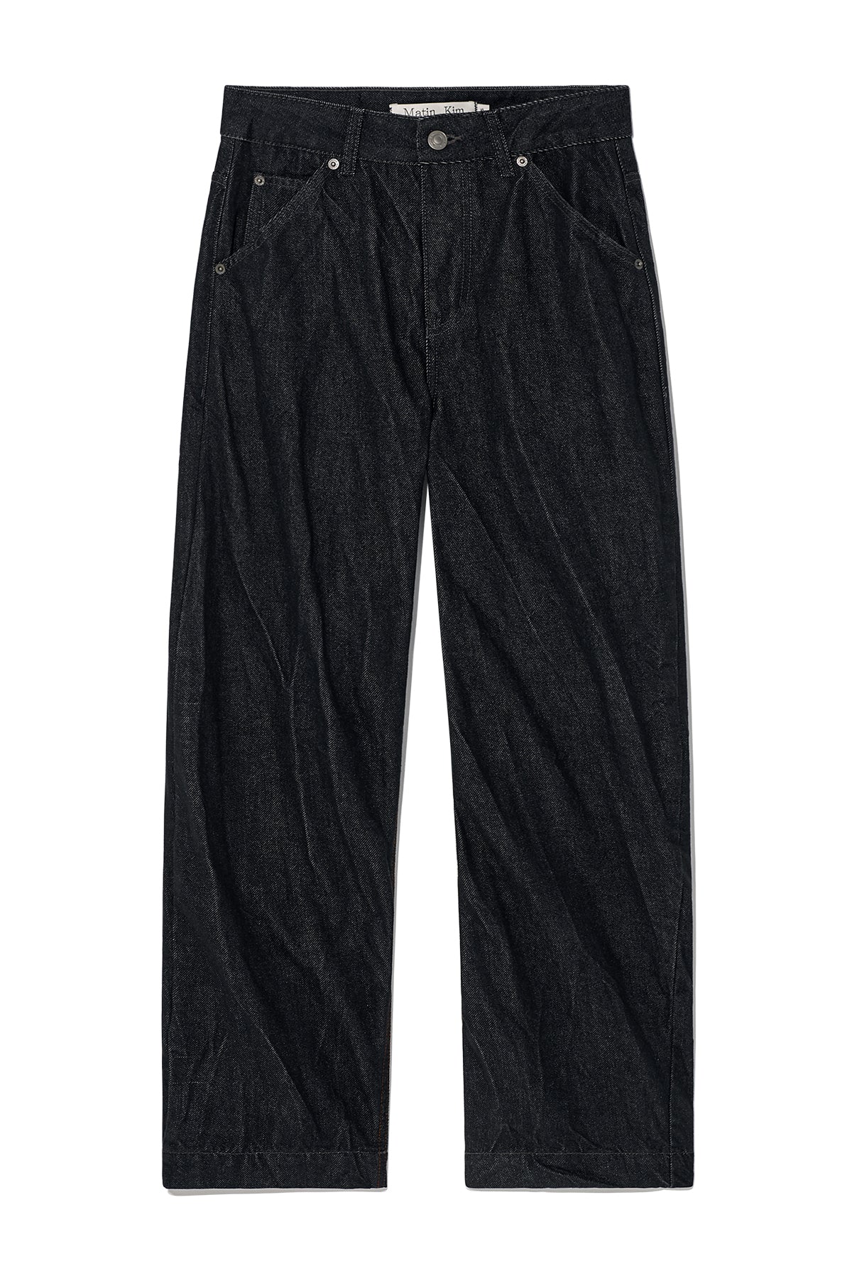 Matin Kim - Stitch Point Crinkle Denim Pants (Black) product image 1 | TRAB K-Fashion Australia