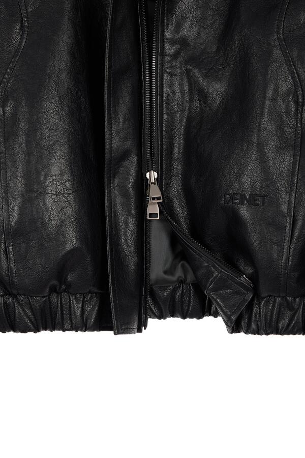 Deinet - Faux-Leather Bomber Banded Jumper (Black) product image 17 | TRAB K-Fashion Australia
