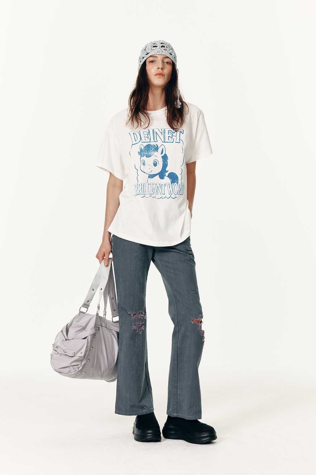Deinet - Stud Line Damege Boots Cut Denim (Grey) product image 8 | TRAB K-Fashion Australia