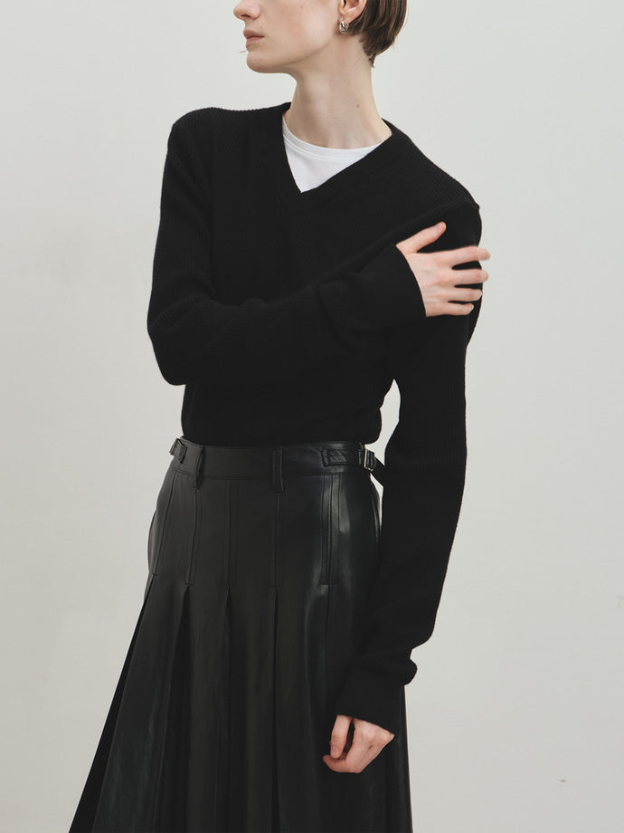 Tonywack - Faux Leather Pleated Midi Skirt (Black) product image 5 | TRAB K-Fashion Australia