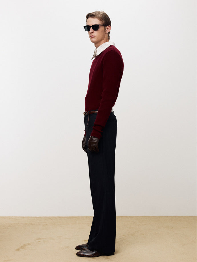 Tonywack - Super Fine Wool Ribbed V-Neck Sweater (Maroon) product image 3 | TRAB K-Fashion Australia