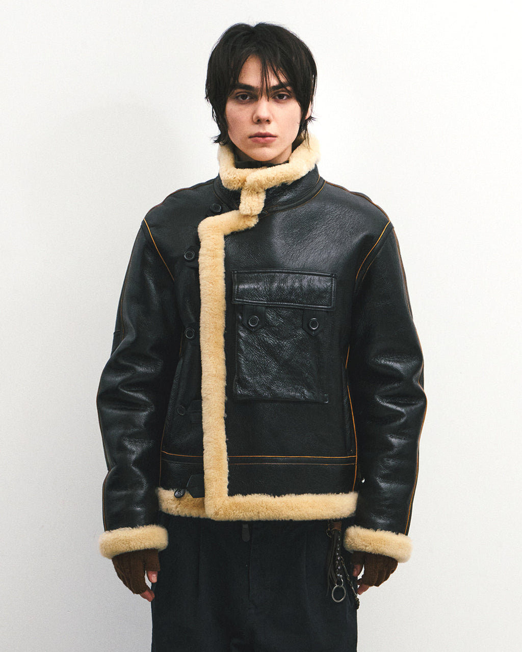 Eastlogue - Shearling Motorcycle Jumper (Black) product image 2 | TRAB K-Fashion Australia