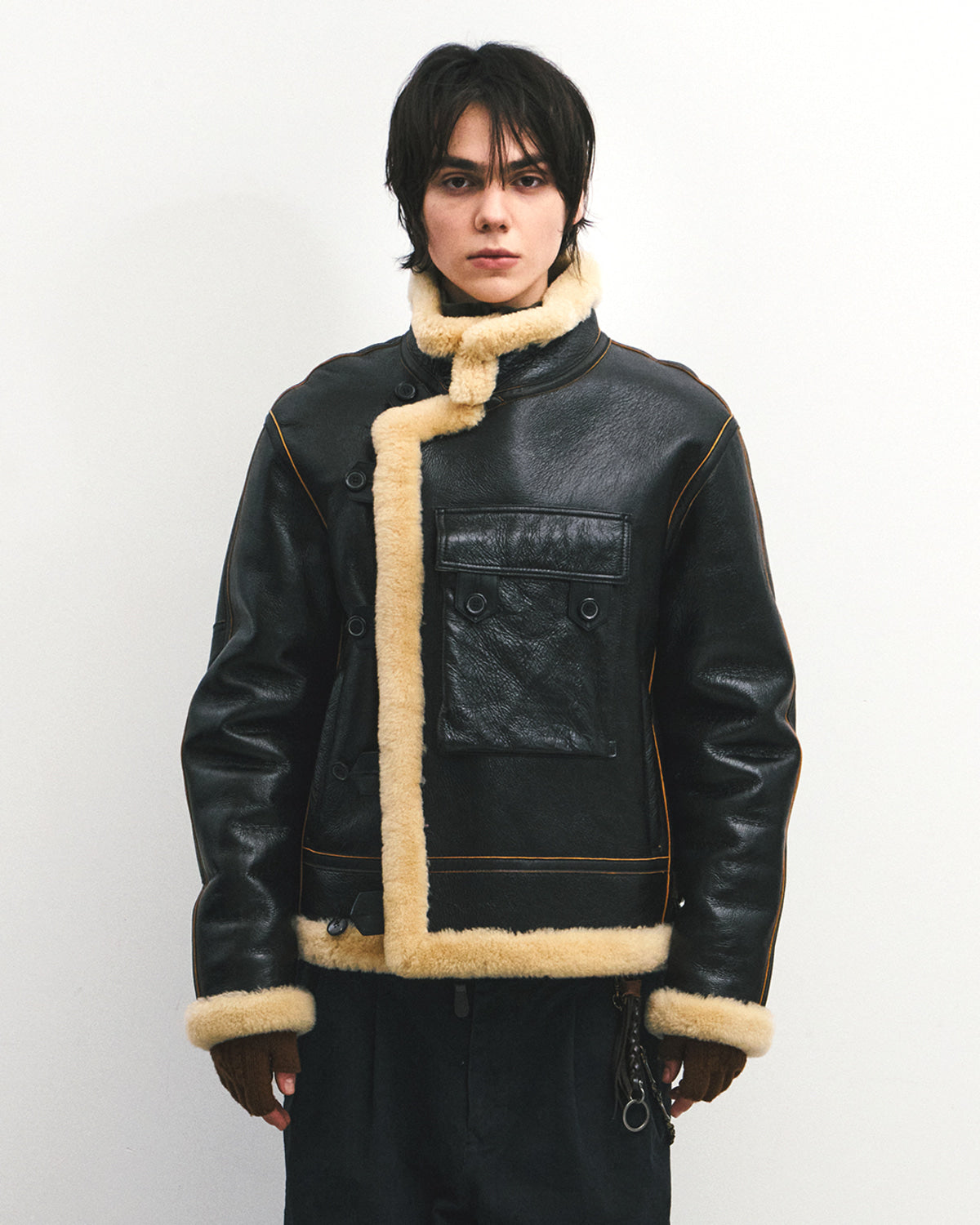 Eastlogue - Shearling Motorcycle Jumper (Black) product image 2 | TRAB K-Fashion Australia