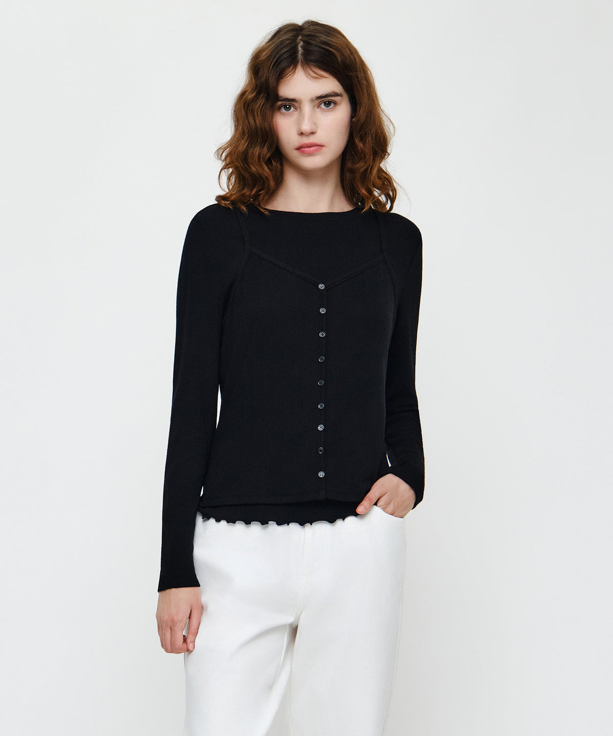 Marithe & Francois Girbaud - Sleeveless Layered Long Sleeve Tee (Black) product image 1 | TRAB K-Fashion Australia