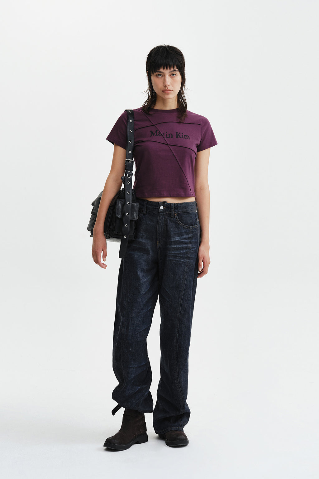 Matin Kim - Twisted Volume Coated Denim Pants (Dark Navy) product image 12 | TRAB K-Fashion Australia