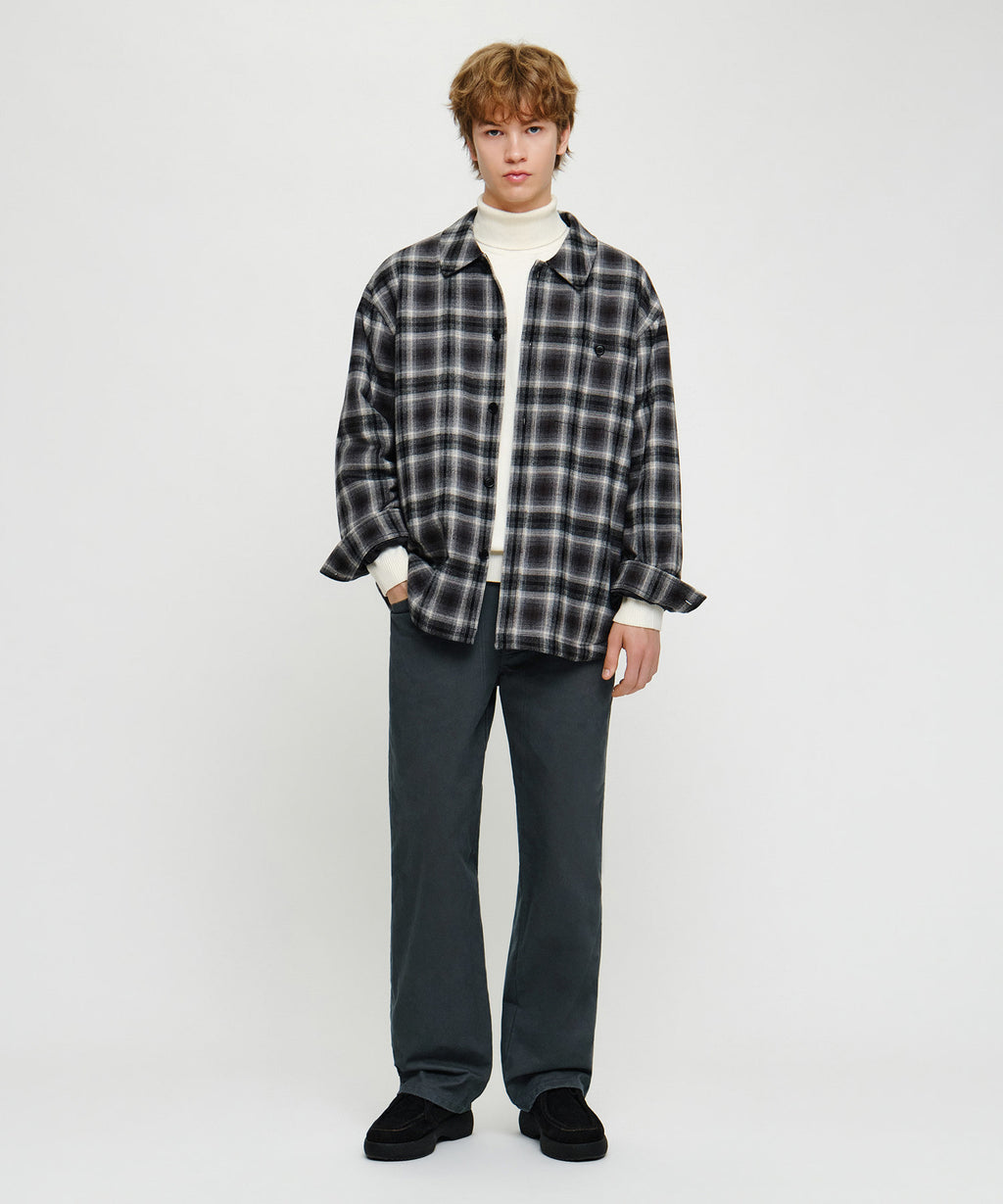 Marithe & Francois Girbaud - Micro Classic Logo Flannel Check Shirt Padded Jacket (Black) product image 4 | TRAB K-Fashion Australia