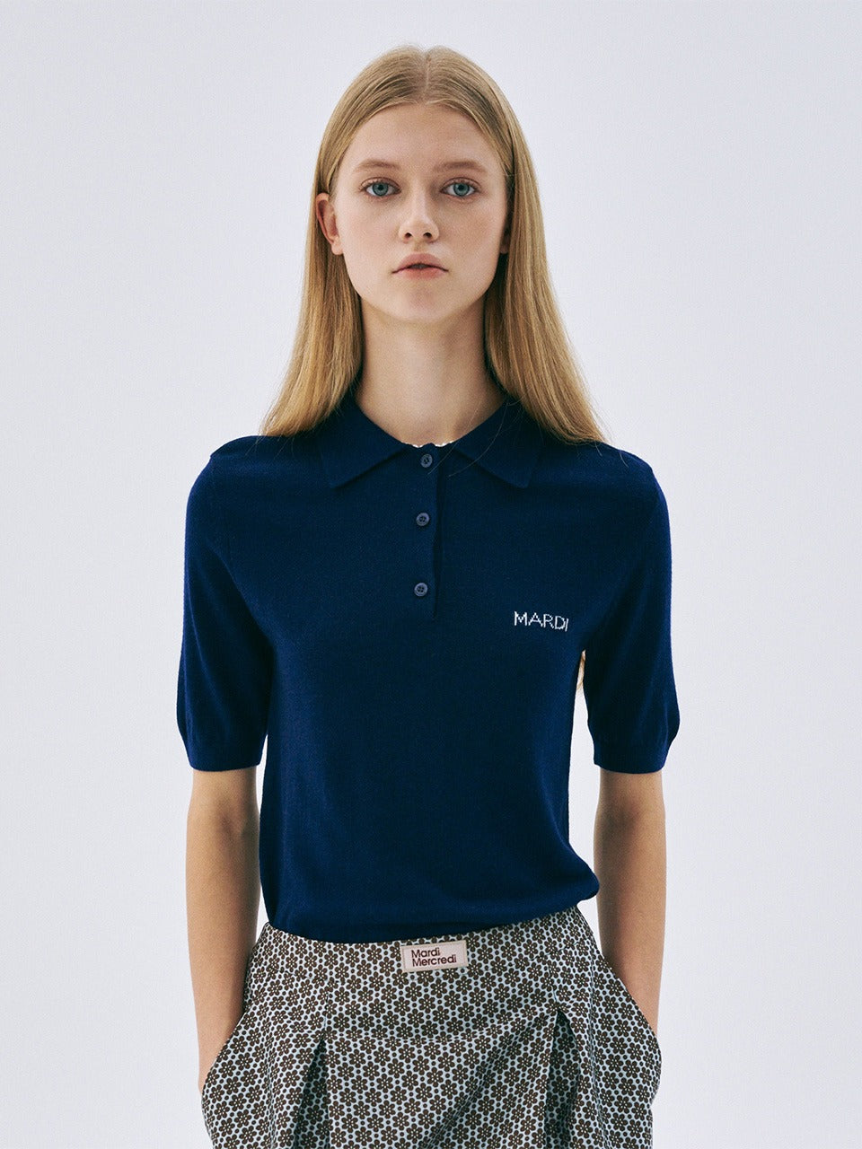 Mardi Mercredi - Knit Slimfit Shirt Piquet (Navy) product image 1 | TRAB K-Fashion Australia