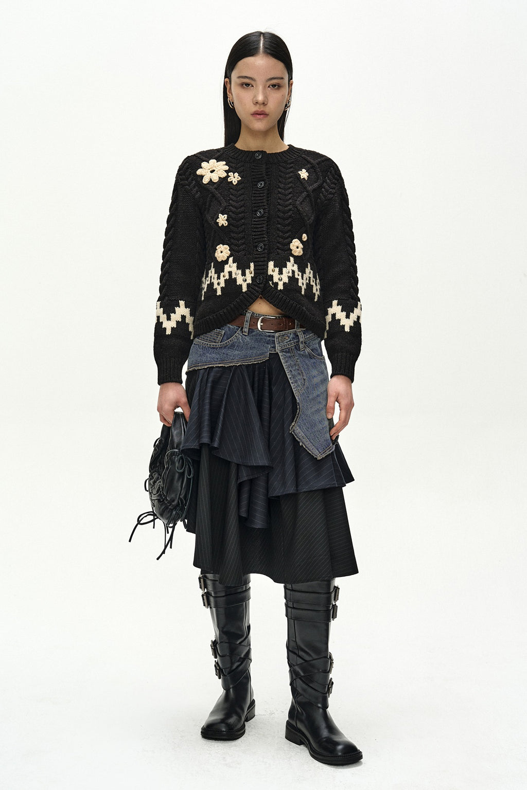 Andersson Bell - Reworked Denim Wrap Flare Skirt (Blue) product image 1 | TRAB K-Fashion Australia