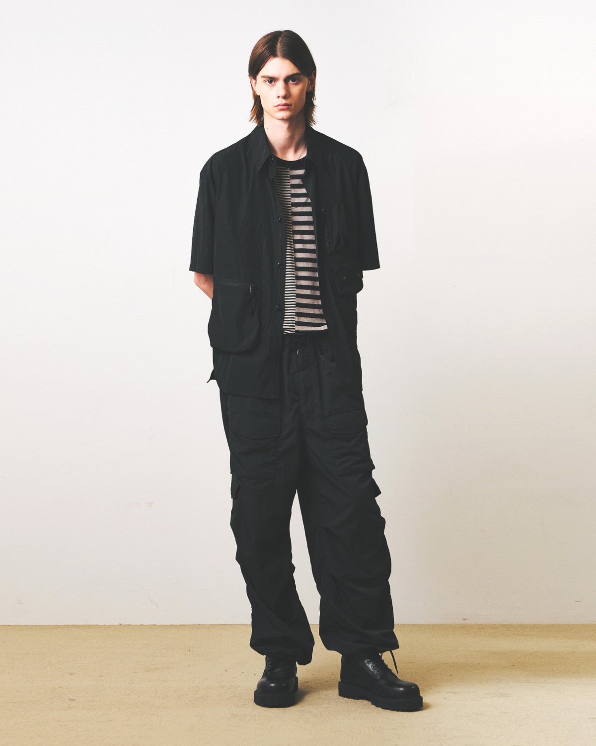 Eastlogue - Mil Multi Pocket Half Shirts (Black) product image 3 | TRAB K-Fashion Australia