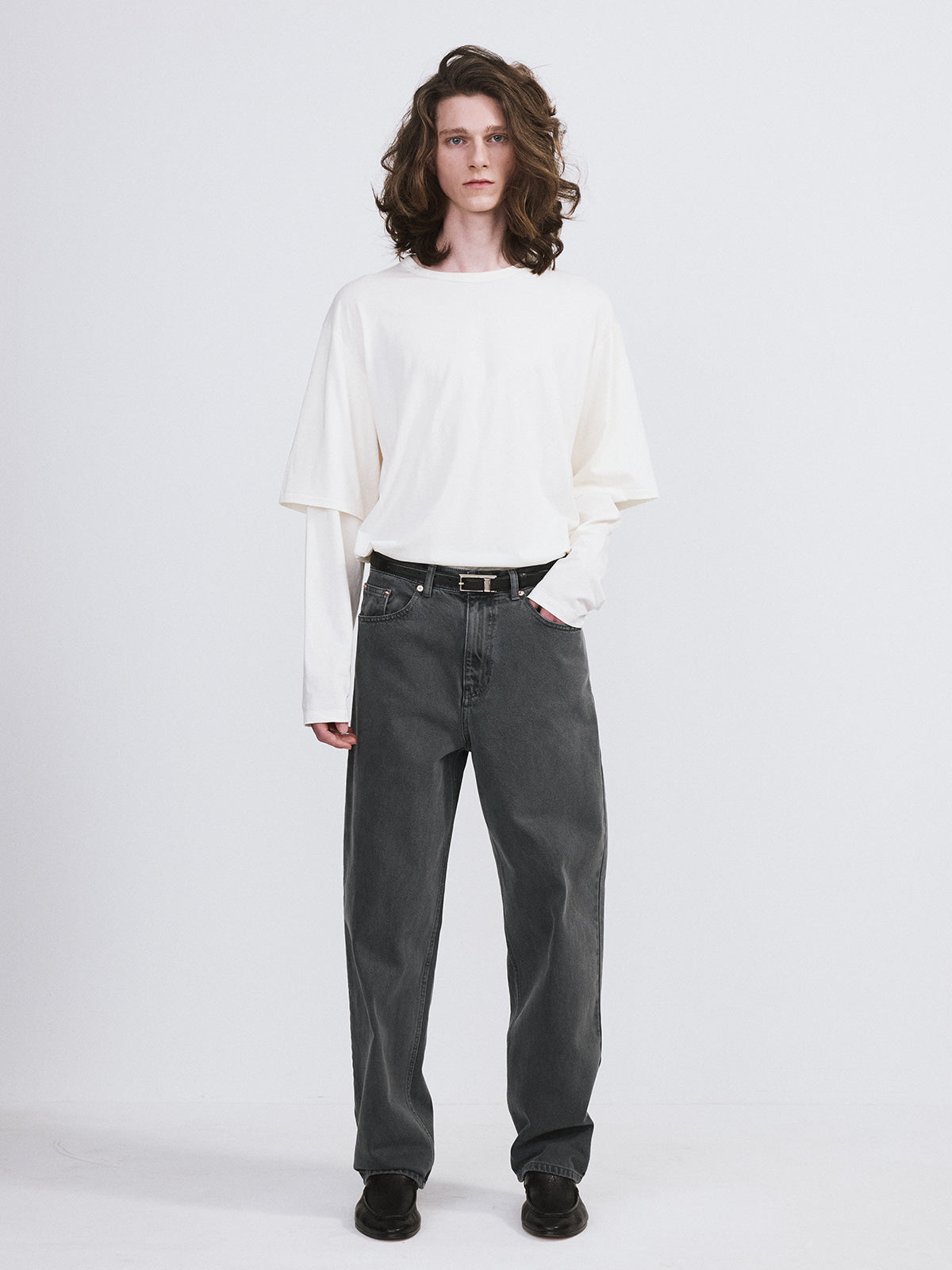 Recto - Oversized Cashmere Blend Layered Top (Bean Ivory) product image 2 | TRAB K-Fashion Australia