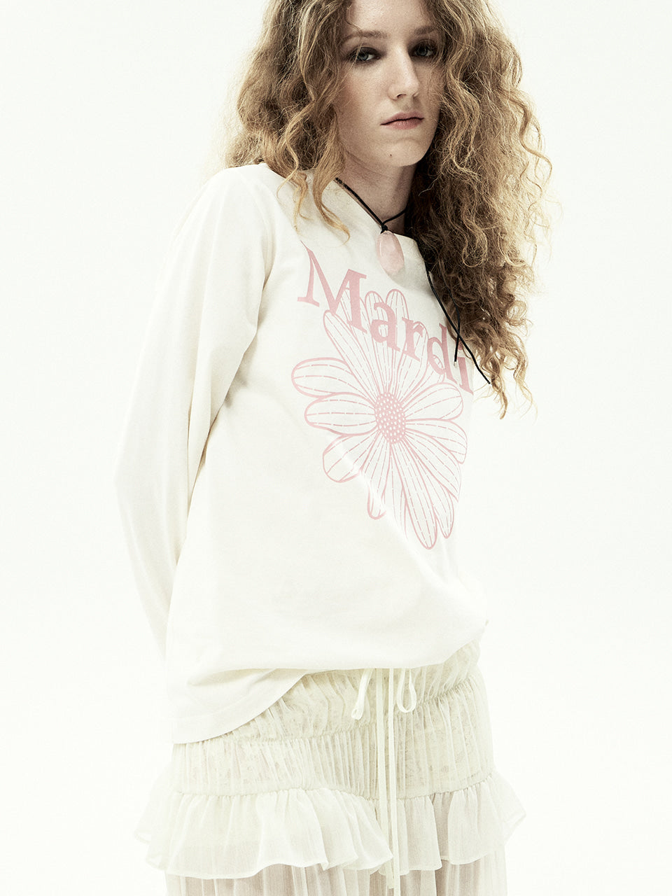 Mardi Mercredi - Tshirt Long Sleeve Flowermardi (Cream Indipink) product image 1 | TRAB K-Fashion Australia