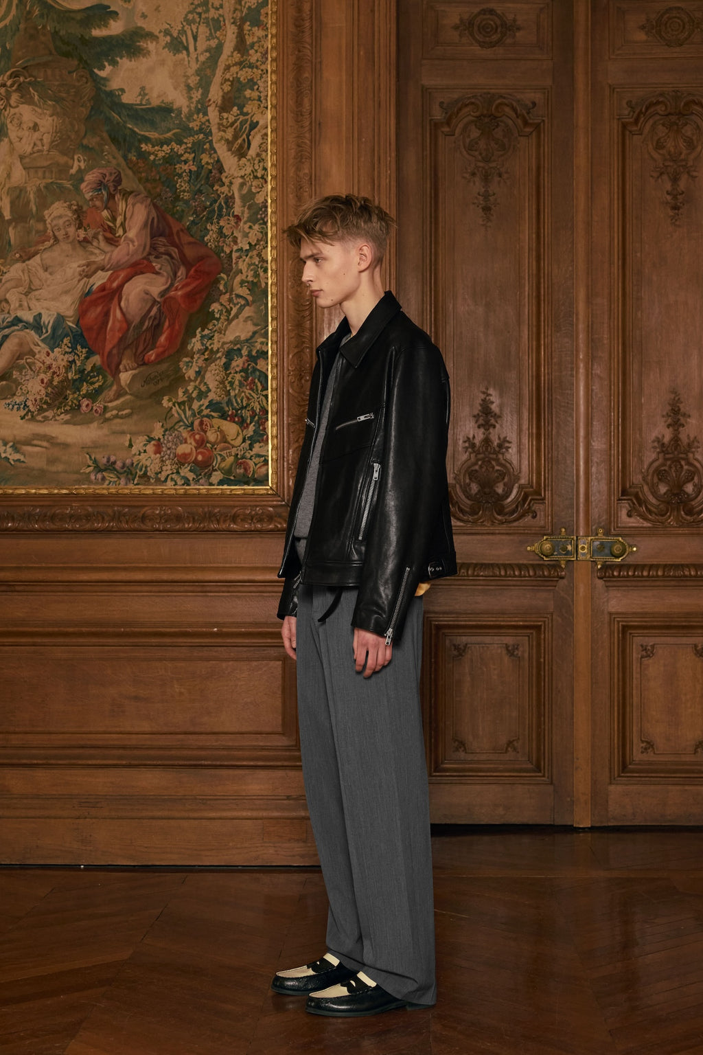 STU - Lambskin Zipper Leather Jacket (Black) product image 2 | TRAB K-Fashion Australia