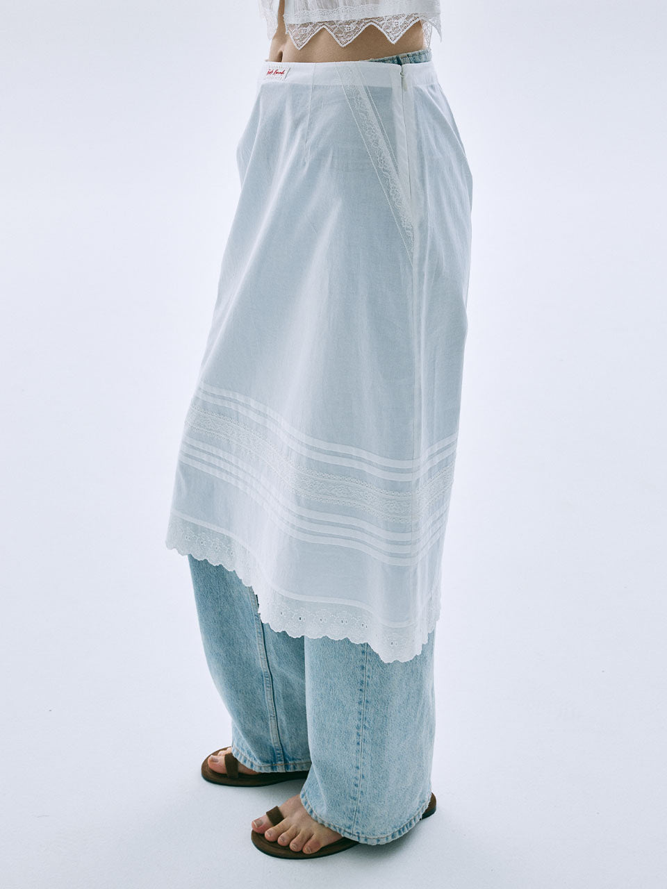 Mardi Mercredi - Sheer Cotton A Line Skirt Lace (White) product image 1 | TRAB K-Fashion Australia
