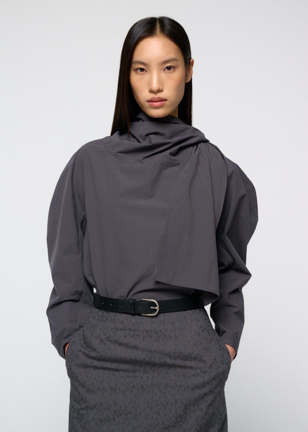 Amomento - [Pre-Order] Cotton scarf top (Charcoal) product image 5 | TRAB K-Fashion Australia