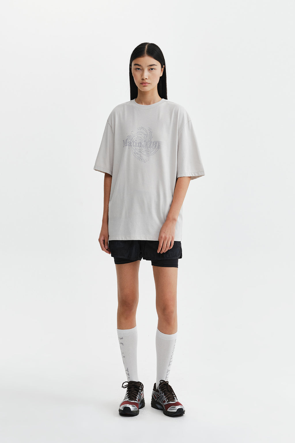 Matin Kim - Matin Pace Vortex Graffiti Top (Light Grey) product image 9 | TRAB K-Fashion Australia