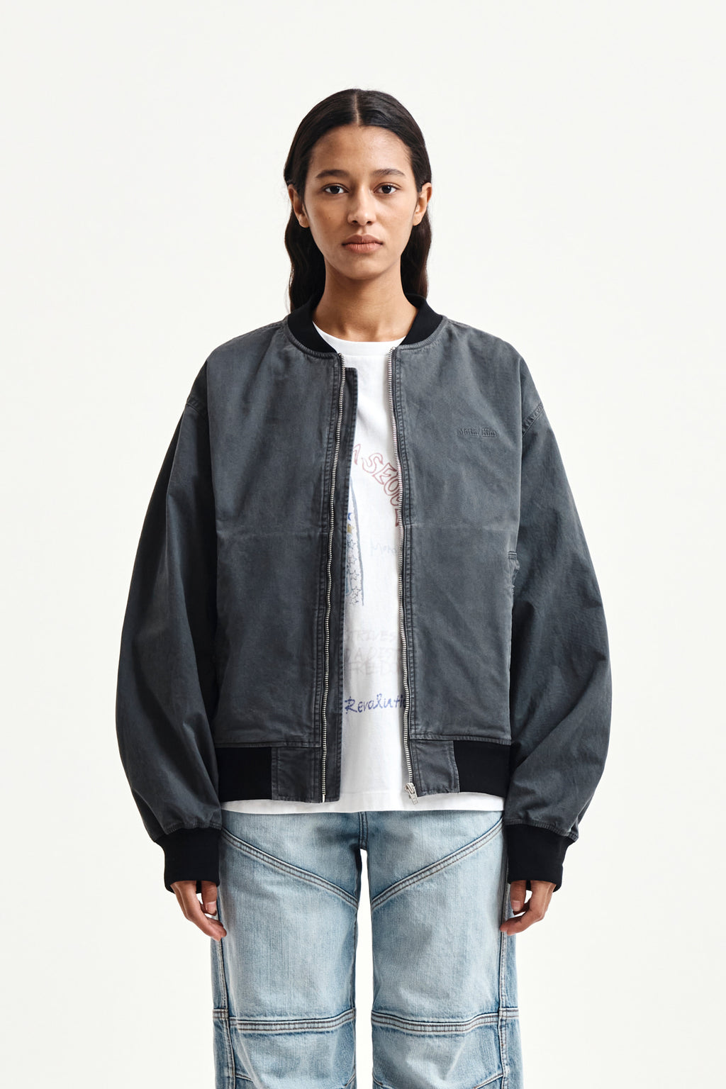 Matin Kim - Vintage Washed Back Logo Jumper (Charcoal) product image 16 | TRAB K-Fashion Australia
