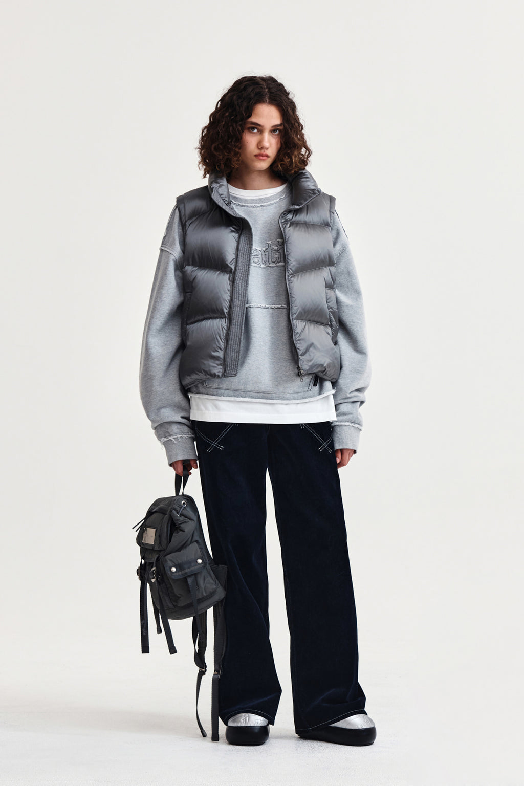 Matin Kim - Unbalance Quilted Down Vest (Grey) product image 8 | TRAB K-Fashion Australia