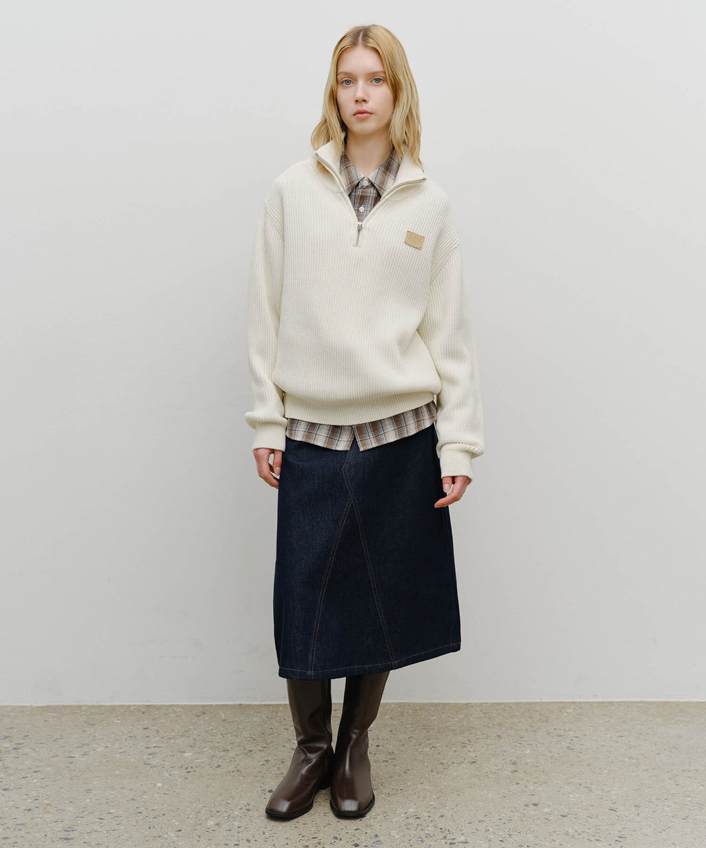 Marithe & Francois Girbaud - Half Neck Zipup Knit (Cream) product image 5 | TRAB K-Fashion Australia