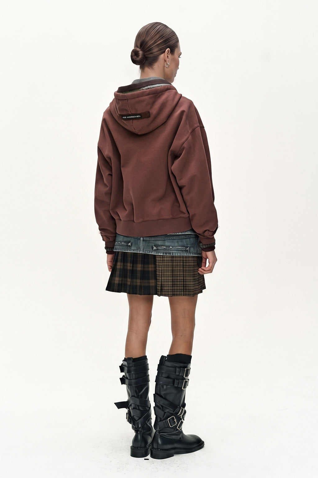 Andersson Bell - Raw-Cut Studded Zip-Up Hoodie (brick) (Brick) product image 2 | TRAB K-Fashion Australia