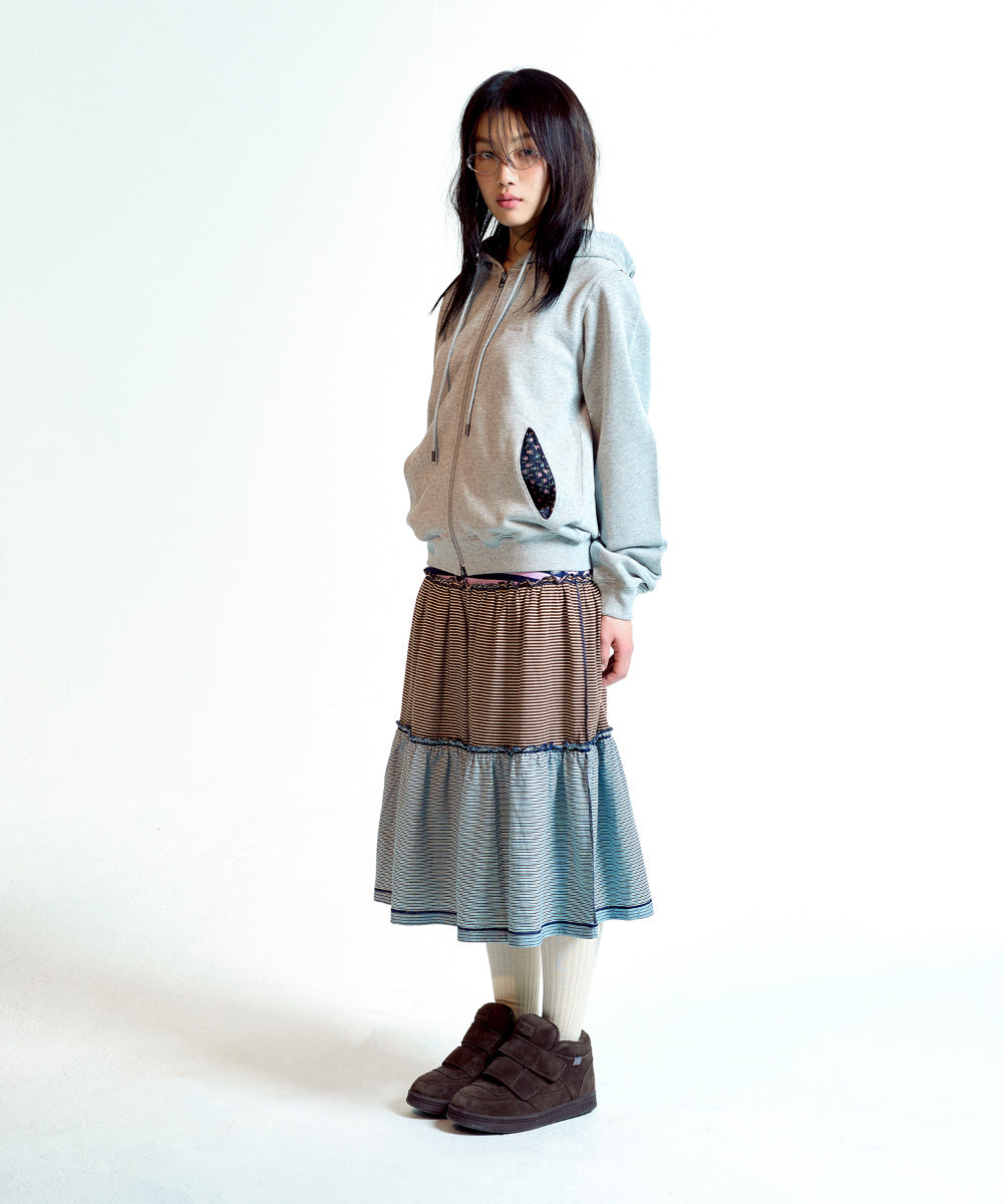 Coyseio - Flower Point Zip-Up Hoodie (Melange Grey) product image 10 | TRAB K-Fashion Australia