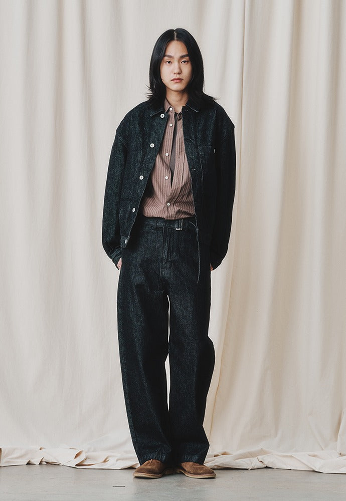 Art if acts - Belted Wide Denim Pants (Washed Black) product image 1 | TRAB K-Fashion Australia