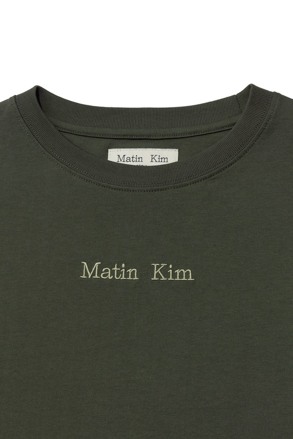 Matin Kim - Embroidery Small Logo Oversize Top (Khaki) product image 3 | TRAB K-Fashion Australia