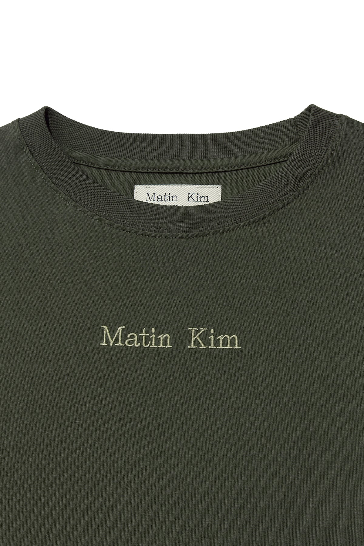 Matin Kim - Embroidery Small Logo Oversize Top (Khaki) product image 3 | TRAB K-Fashion Australia