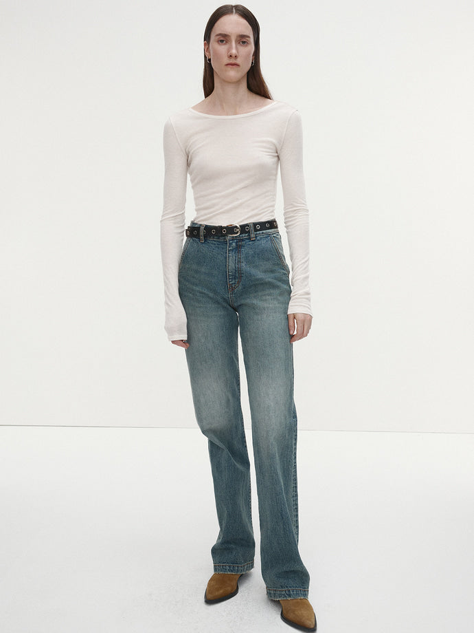 Tonywack - Low Back Long Sleeve T-Shirt (White) product image 3 | TRAB K-Fashion Australia