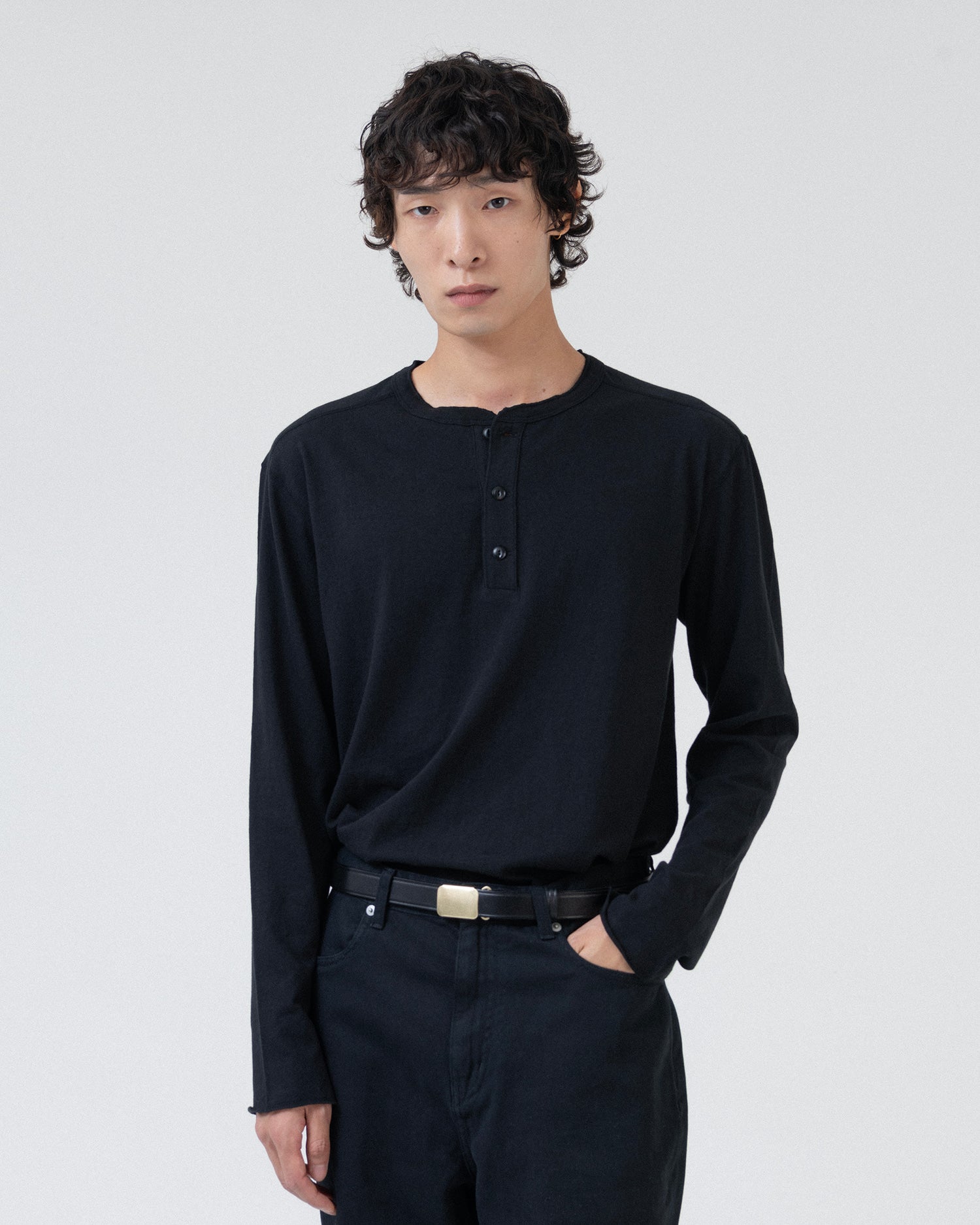 Brownyard - Henley Neck Long Sleeve (Black) product image 1 | TRAB K-Fashion Australia