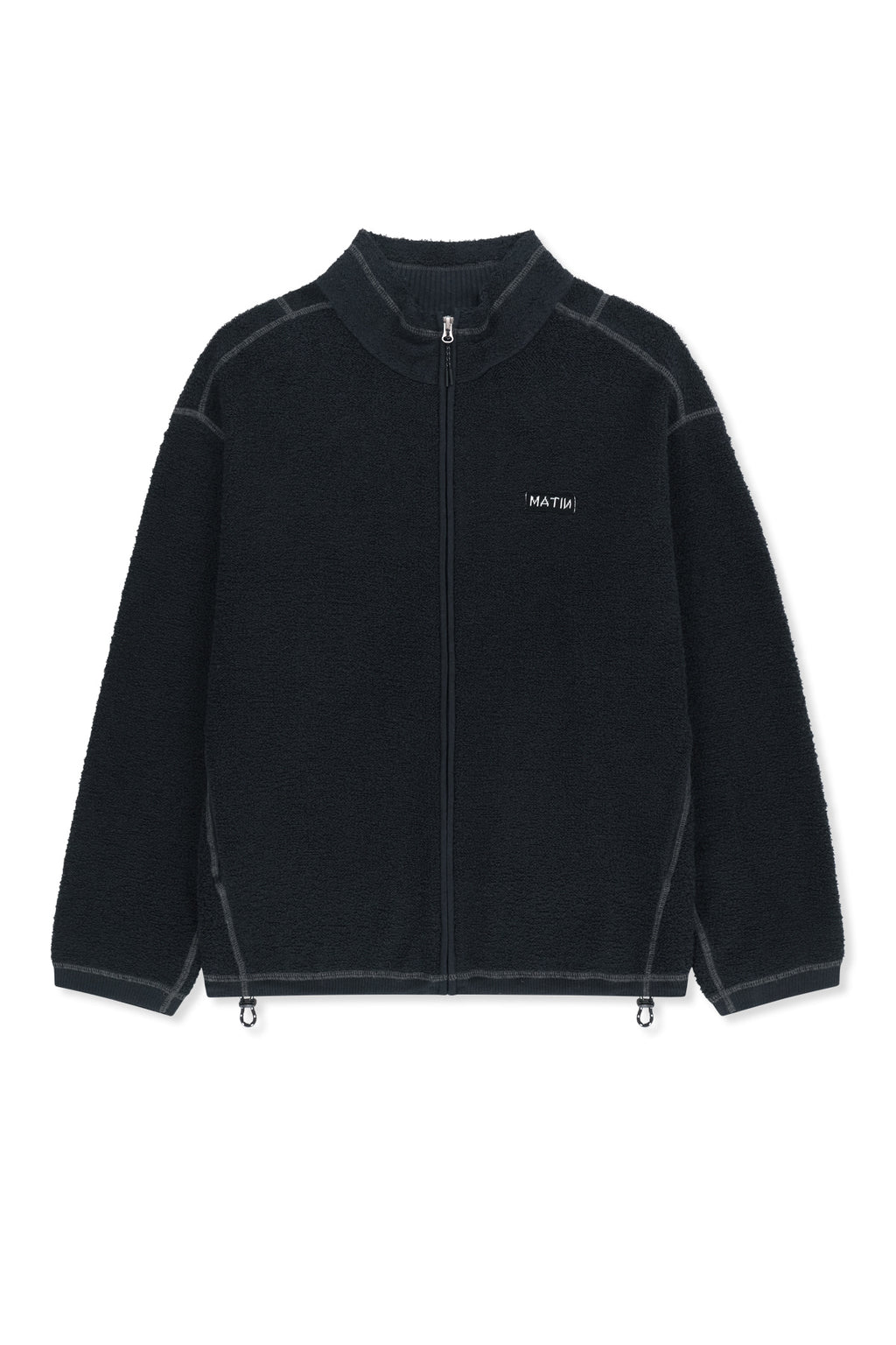 Matin Kim - Boucle Texture Knit Zip Up (Dark Navy) product image 2 | TRAB K-Fashion Australia