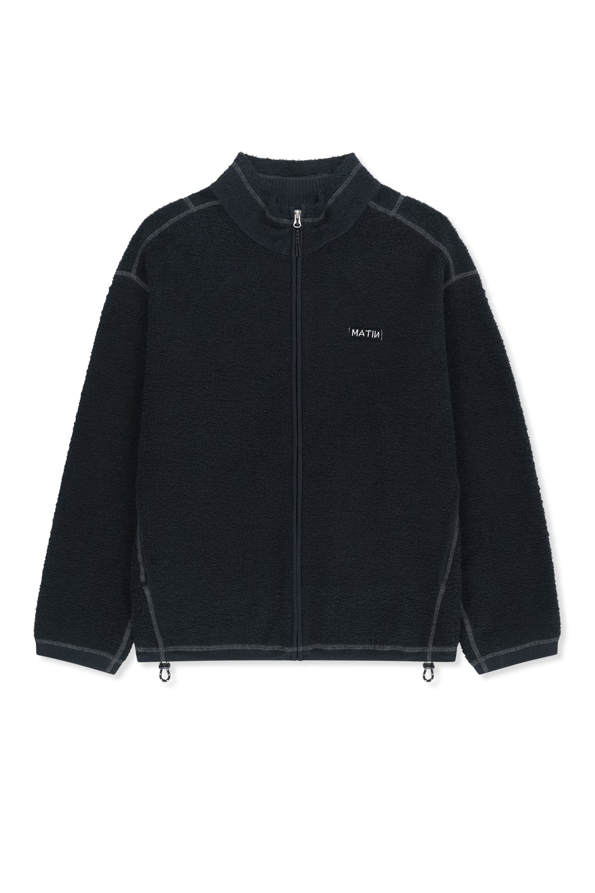 Matin Kim - Boucle Texture Knit Zip Up (Dark Navy) product image 2 | TRAB K-Fashion Australia