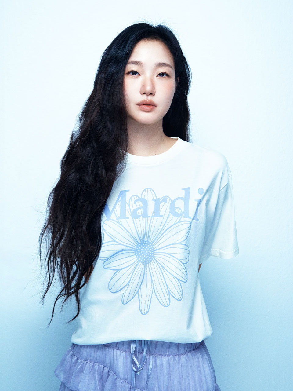Mardi Mercredi - Tshirt Flowermardi (Cream Lightpurple) product image 1 | TRAB K-Fashion Australia