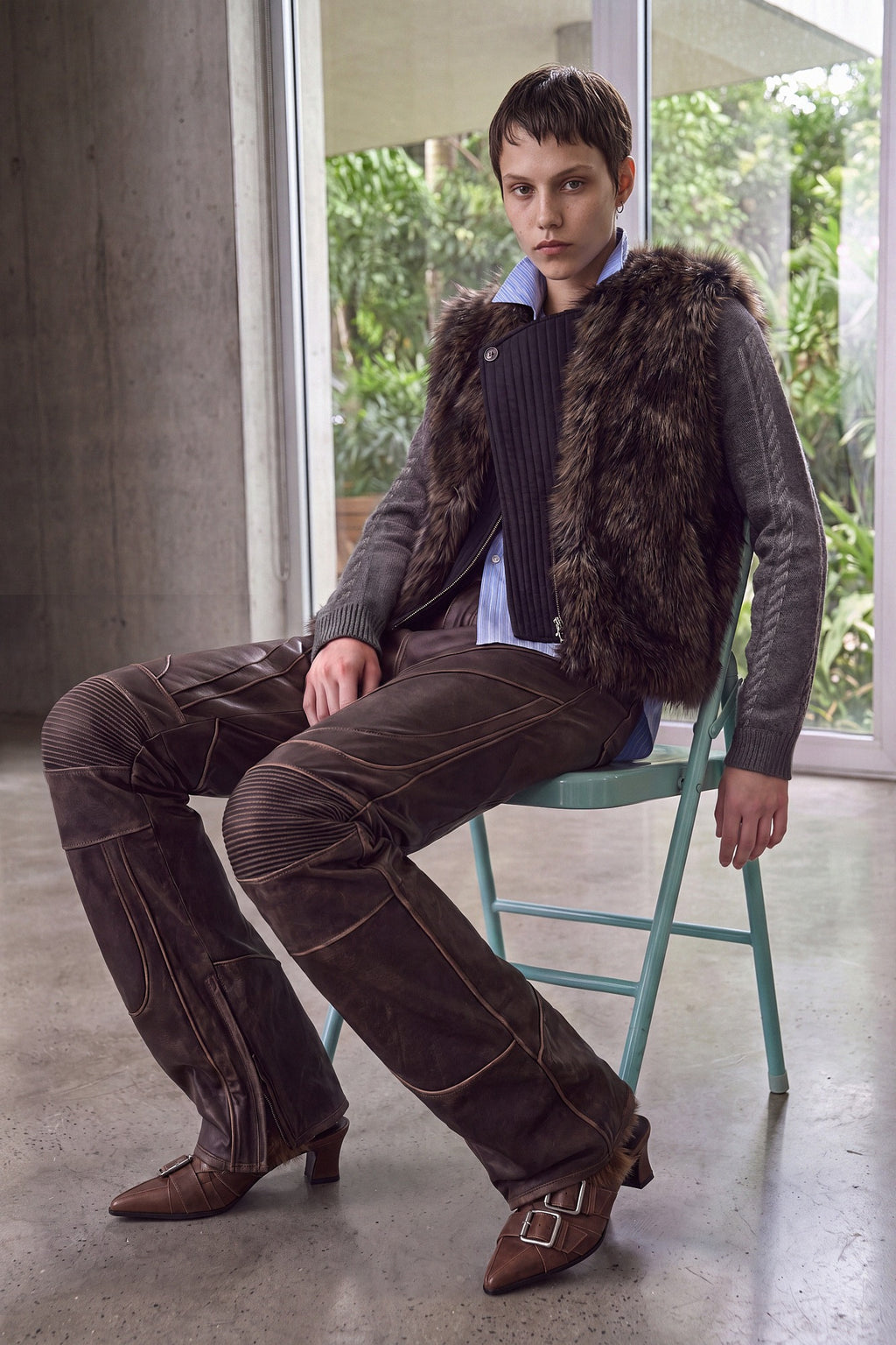 Andersson Bell - Unisex Curved Placket Reversible Vest (Brown/Khaki) product image 1 | TRAB K-Fashion Australia