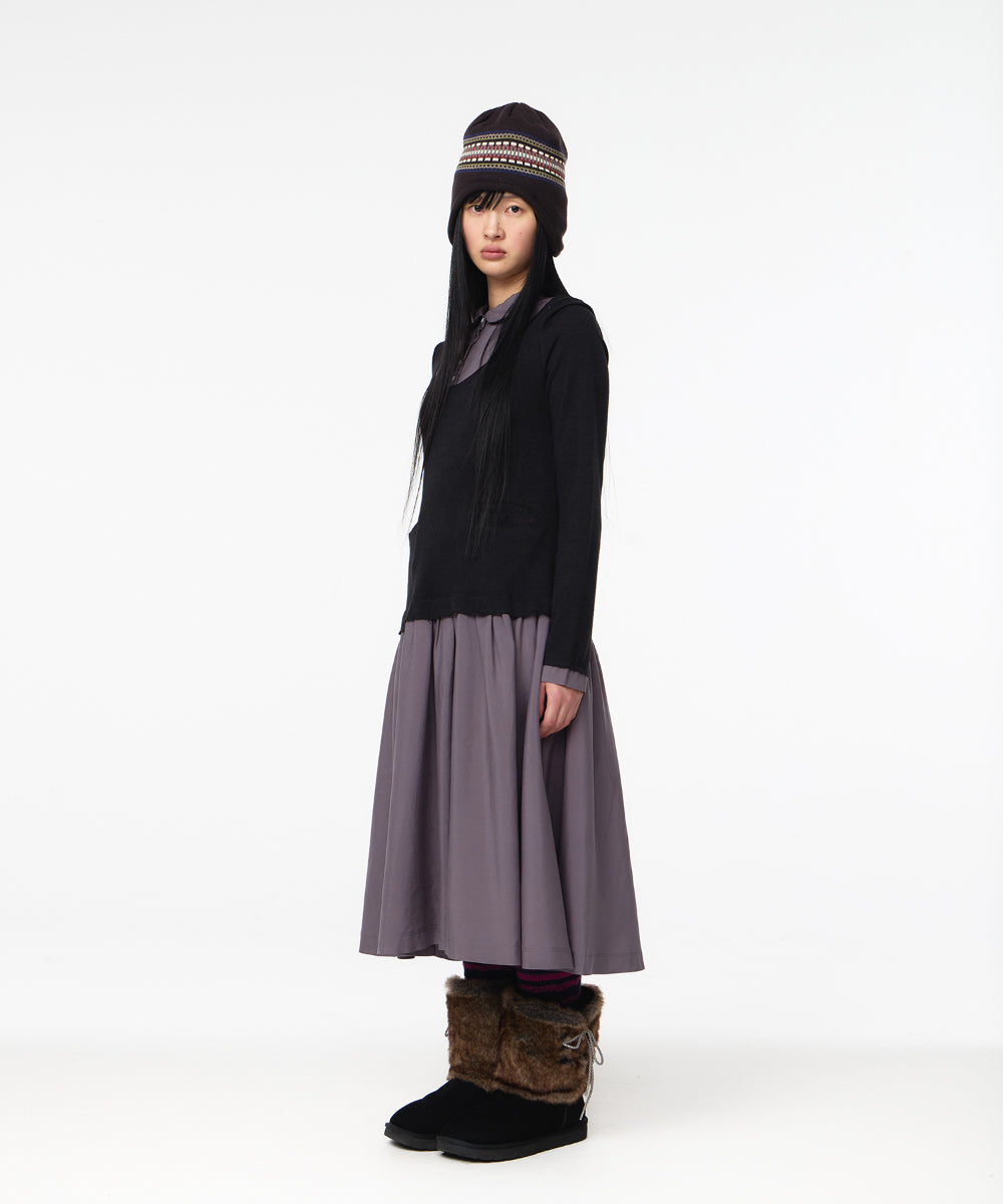 Coyseio - Layered Shirt Cardigan Shirring Dress (Black) product image 8 | TRAB K-Fashion Australia