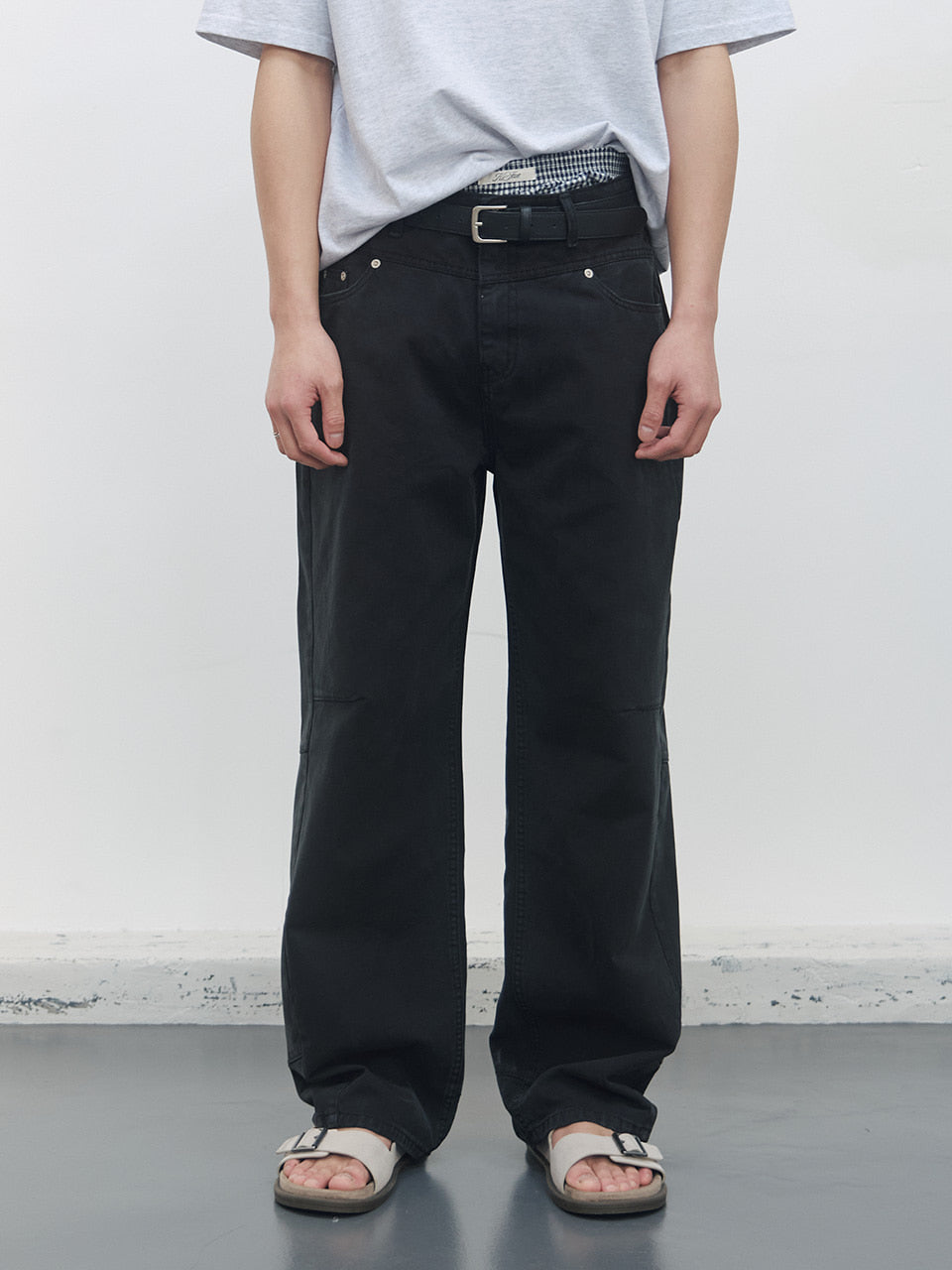 Kijun - Double Waist 5-Pocket Pants (Black) product image 1 | TRAB K-Fashion Australia