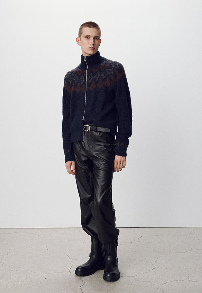 Tonywack - Nordic Mohair Zip Up Knit (Dark Navy) product image 1 | TRAB K-Fashion Australia