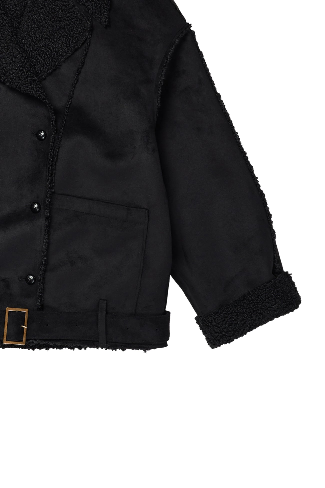Deinet - Button Up Belted Shearling Jacket (Black) product image 18 | TRAB K-Fashion Australia