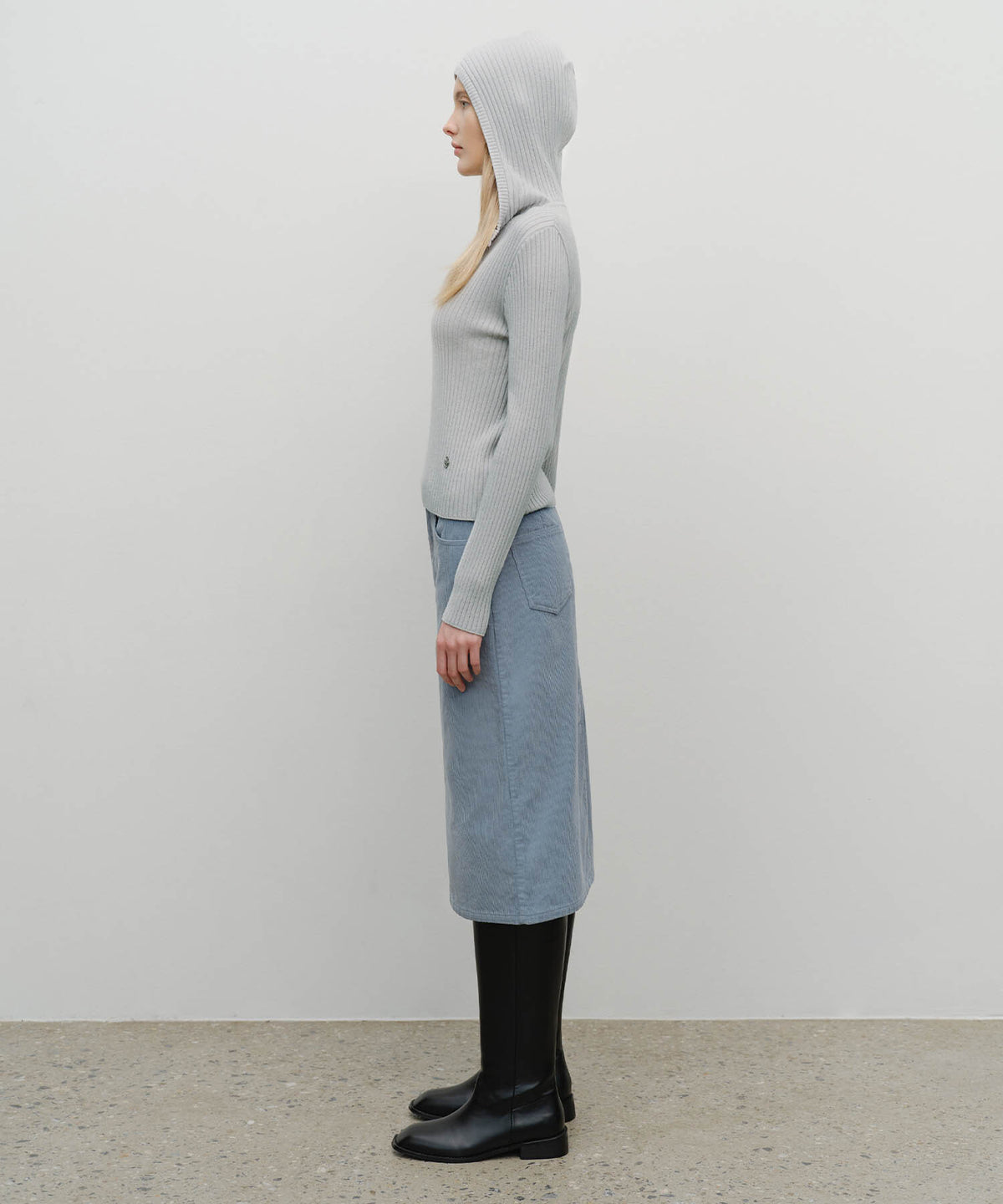 Marithe & Francois Girbaud - Classic Corduroy Midi Skirt (Sky Blue) product image 4 | TRAB K-Fashion Australia