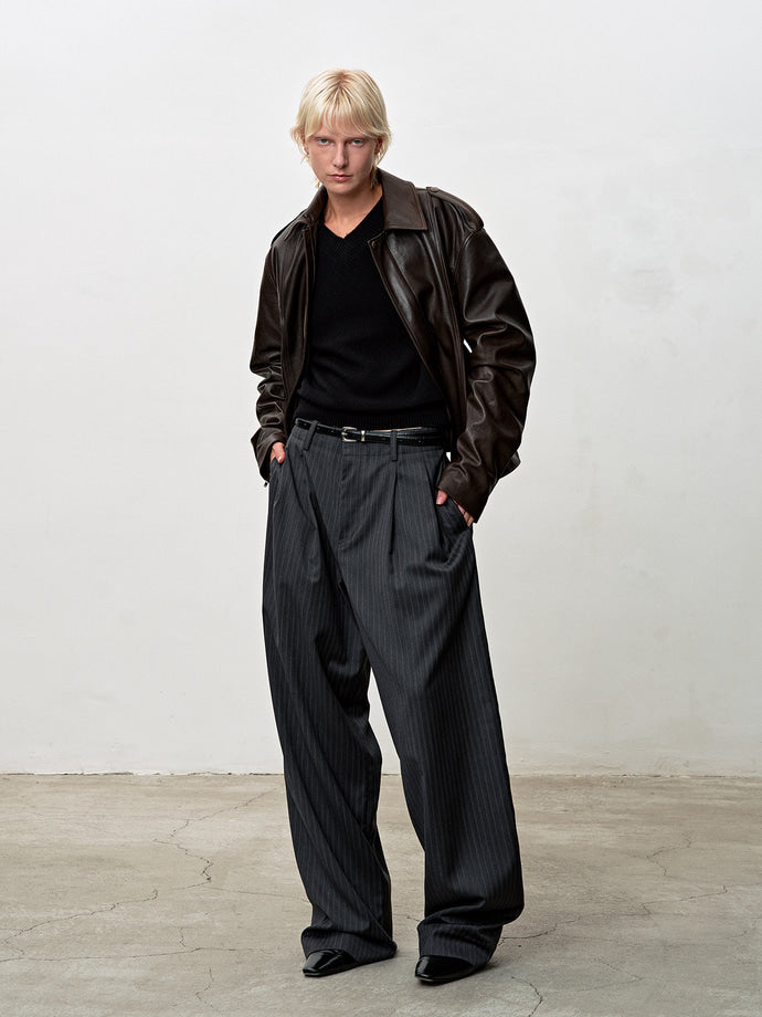 Tonywack - Oversized Vegetable Lamb Leather Jacket (Brown) product image 5 | TRAB K-Fashion Australia