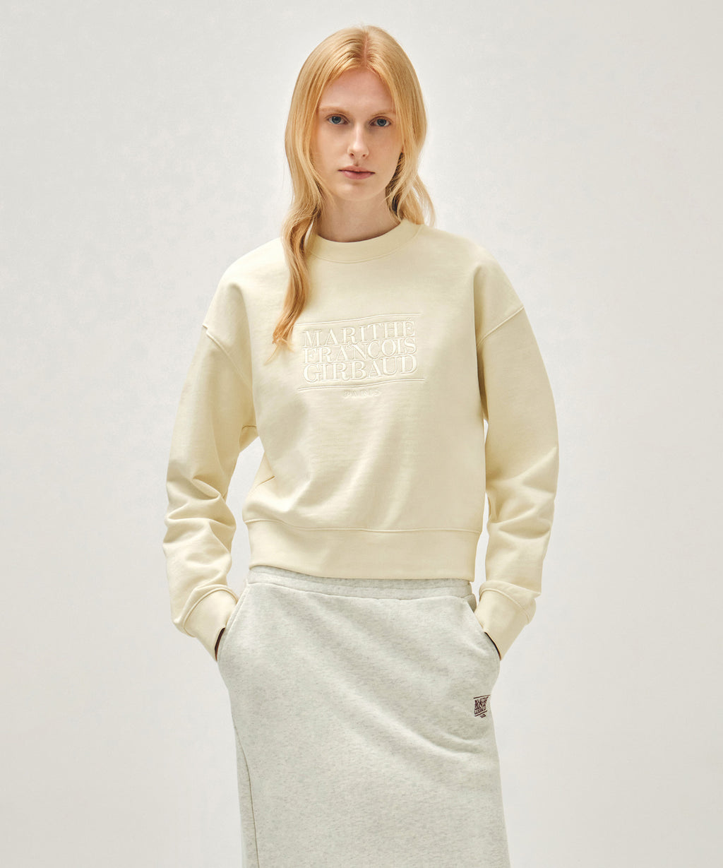 Marithe & Francois Girbaud - Classic Logo Crop Sweatshirt (Ivory) product image 1 | TRAB K-Fashion Australia