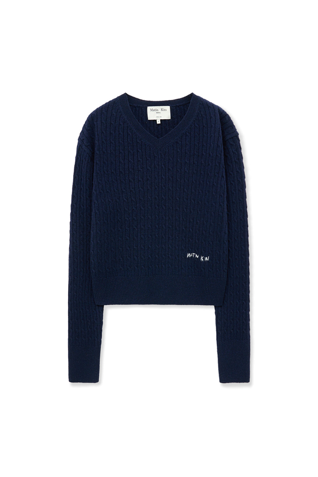 Matin Kim - Shiny Cable Pullover (Navy) product image 1 | TRAB K-Fashion Australia