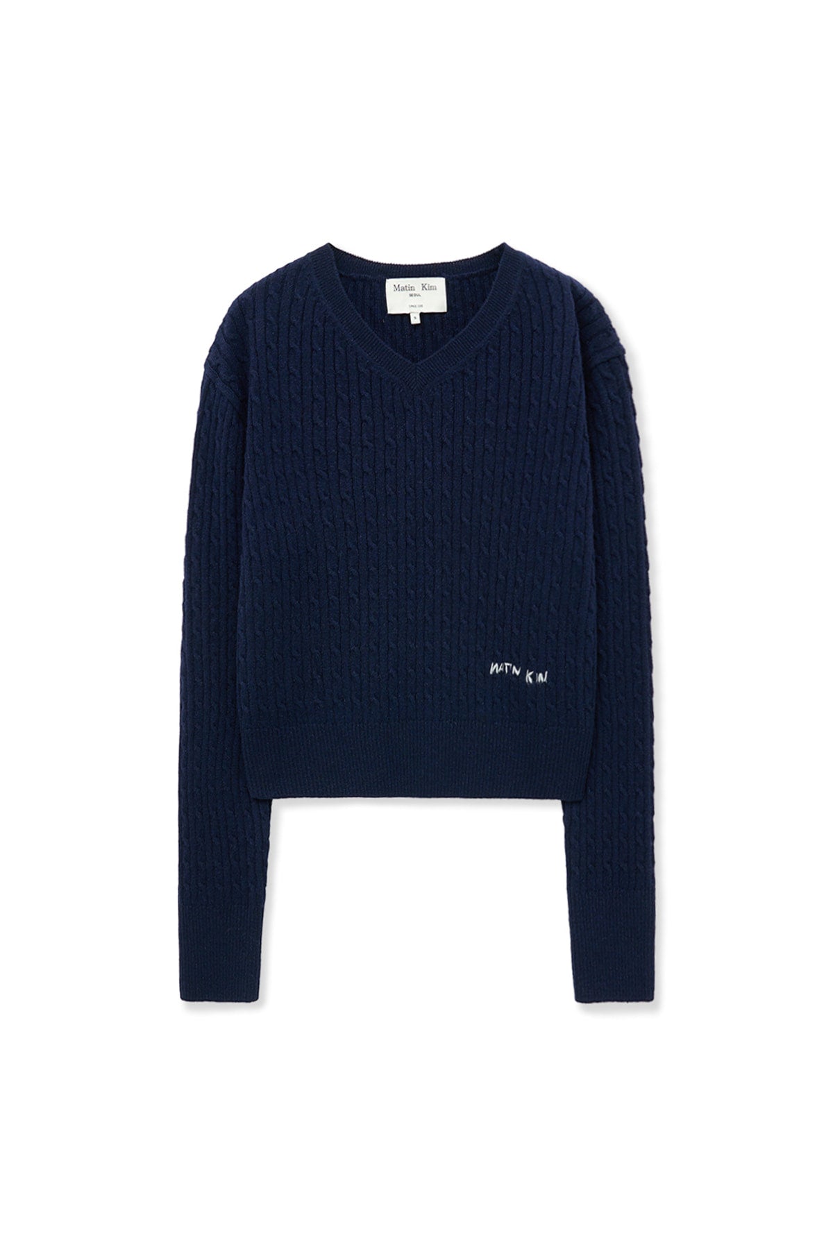 Matin Kim - Shiny Cable Pullover (Navy) product image 1 | TRAB K-Fashion Australia