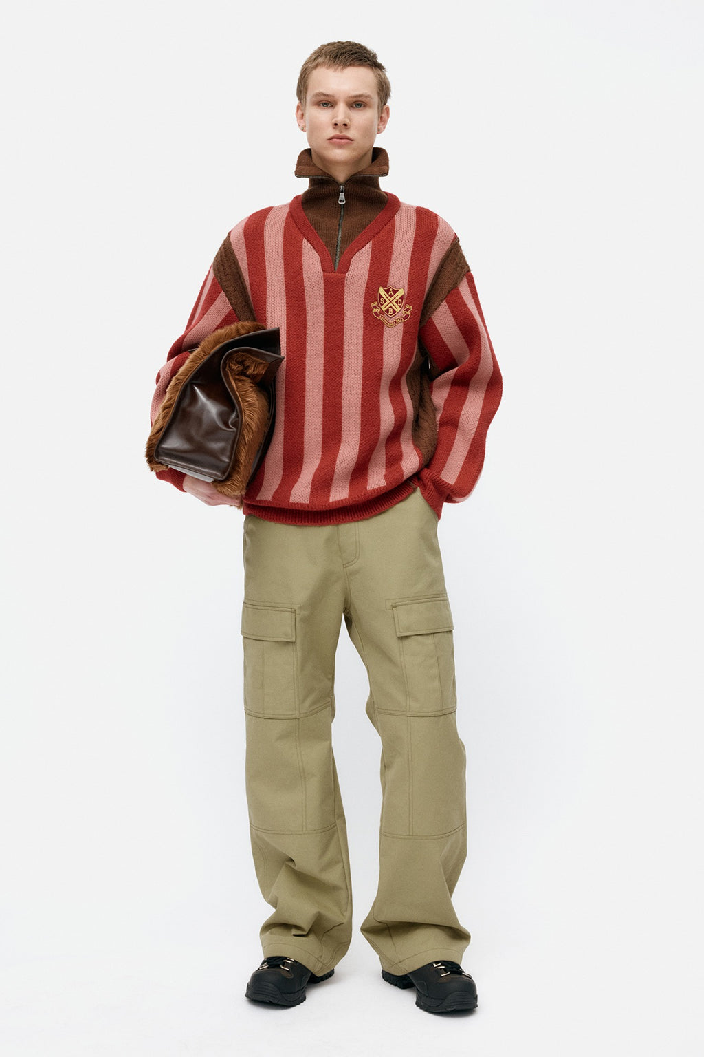 Andersson Bell - Adsb Half Zip-Up Emblem Sweater (Red) product image 1 | TRAB K-Fashion Australia