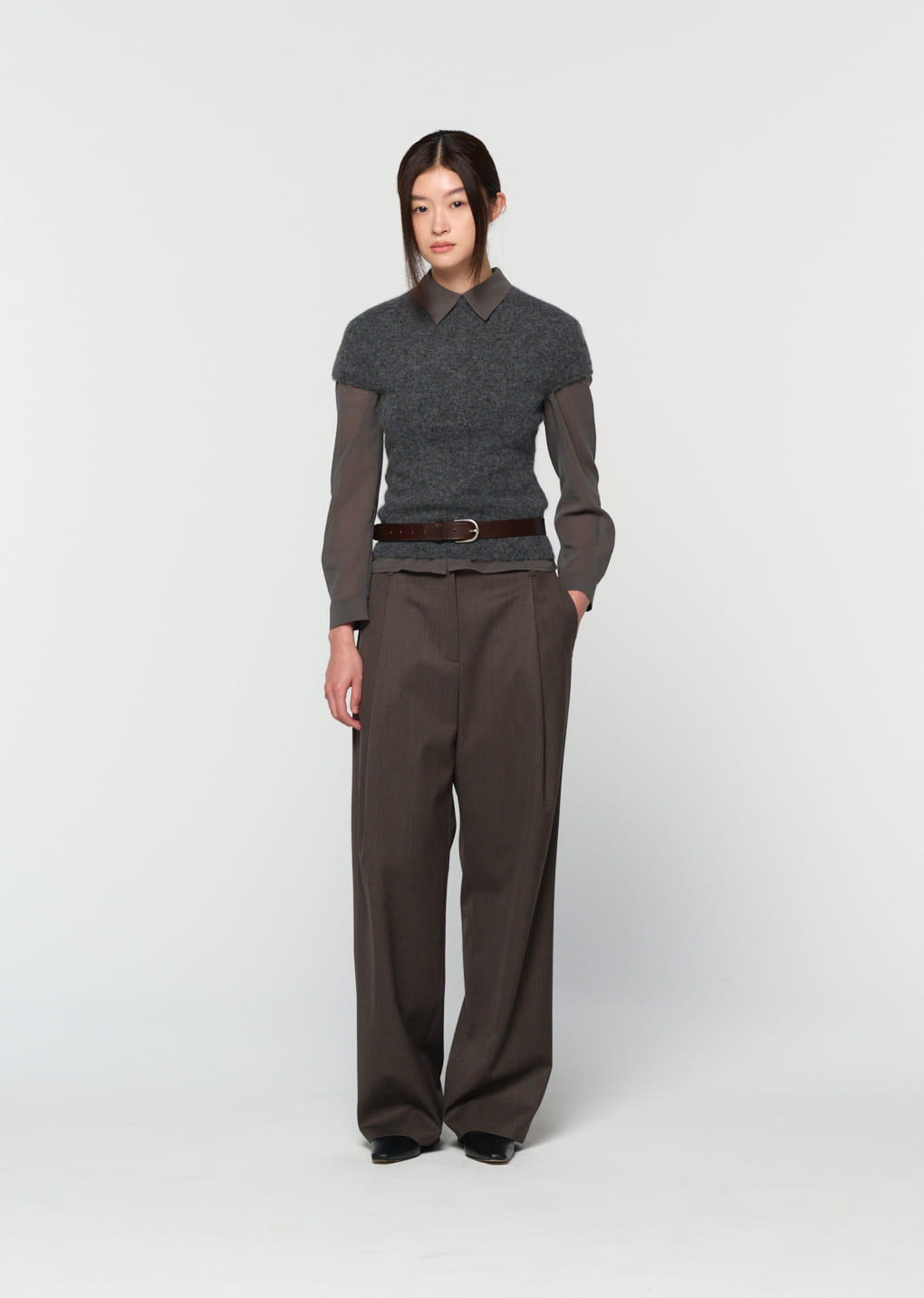 Amomento - wholegarment hairy knit top (Charcoal) product image 4 | TRAB K-Fashion Australia
