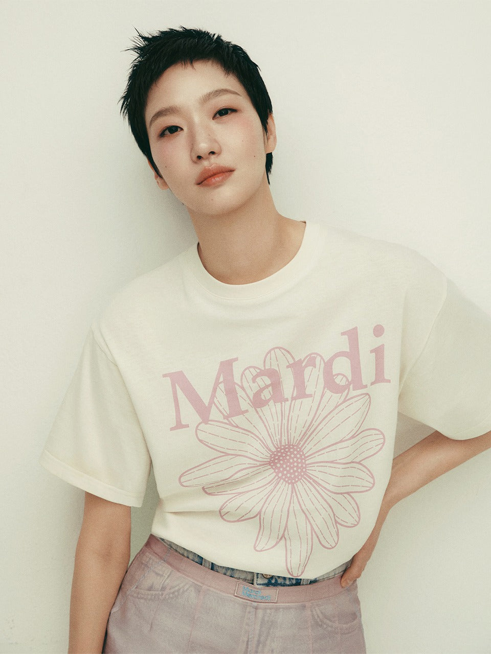 Mardi Mercredi - Tshirt Flowermardi (Cream Pinklavender) product image 1 | TRAB K-Fashion Australia