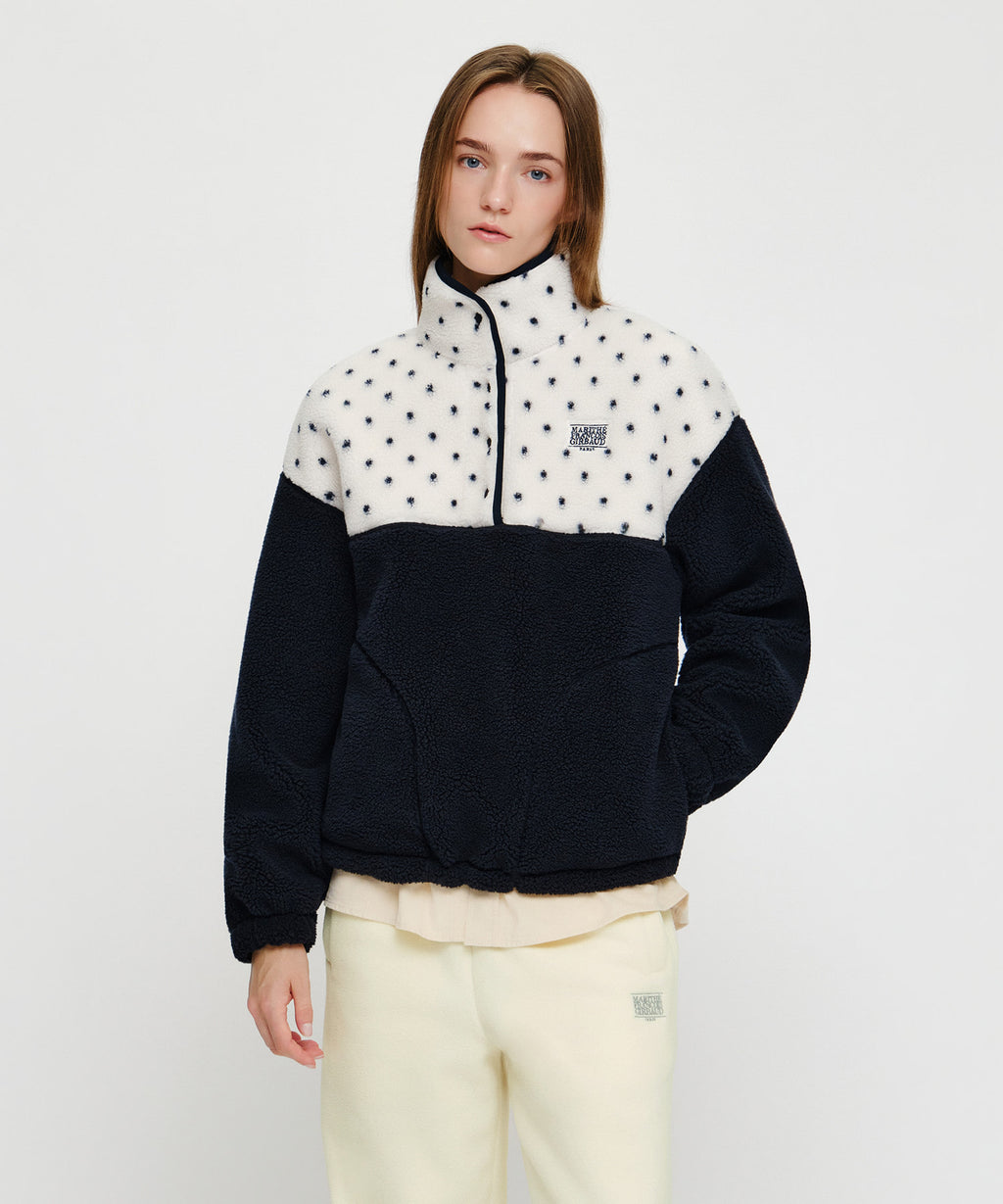 Marithe & Francois Girbaud - Doodle Classic Logo Dumble Fleece Anorak (Ivory) product image 1 | TRAB K-Fashion Australia